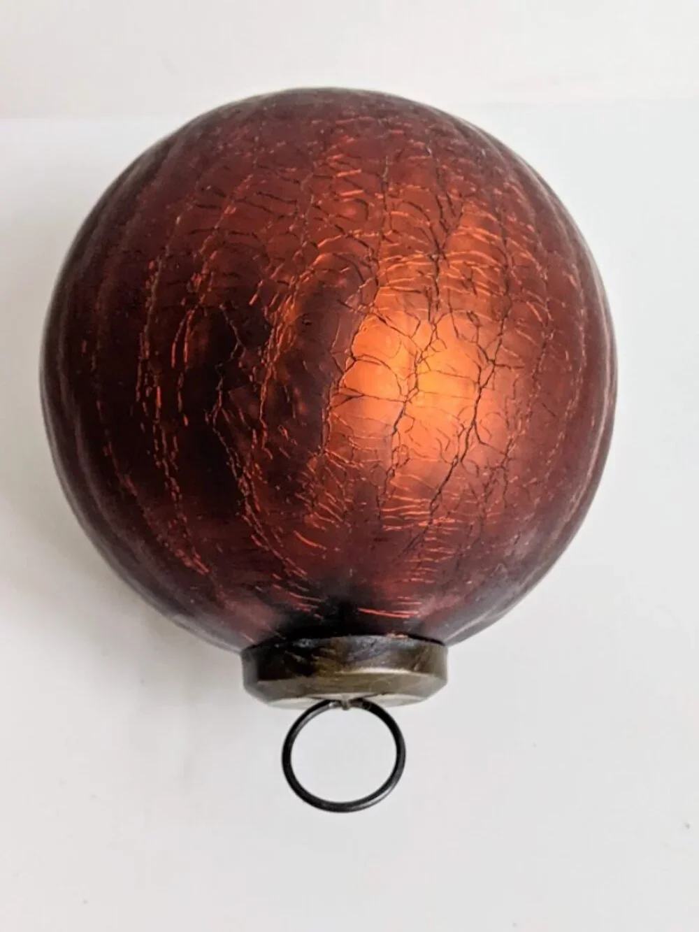 Vintage Brownish Red Crackle Mercury Glass Ornament Ball 3.75